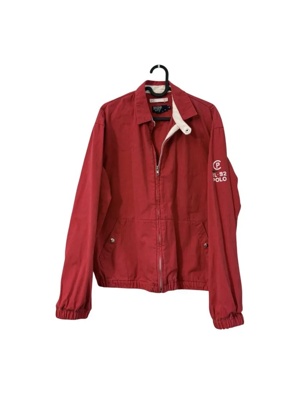 VTG Polo Ralph Lauren Red RL-92 USA Full Zip Collared Cotton Jacket Mens Small